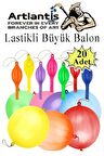 Lastikli Balon Zıpzıp 20 Adet İpli Balon Lateks Büyük Balon Punch Panç Renkli Balon