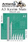 Kesim Matı A3 Kretuar Seti ve Çelik Cevel 30 Cm 1 Adet 30x45 cm Çift Taraflı Çizim Matı Kesme Madı Kesim Tablası Kesim Altlığı
