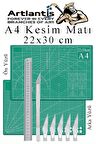 Kesim Matı A4 Kretuar Seti ve Çelik Cevel 30 Cm 1 Adet 22x30 cm Çift Taraflı Çizim Matı Kesme Madı Kesim Tablası Kesim Altlığı