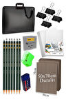 50x70 Resim Çantası Seti 1 Paket Fatih Karakalem 50x70 Proje Çantası Duralit Resim Kağıdı Dereceli Resim Kağıdı Hamur Silgi