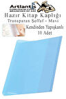 Hazır Kitap Kaplığı Şeffaf Buzlu Mavi 10 Adet 1 Paket Cırtlı Ayarlanabilir Kendinde Yapışkanlı Kaplık  Okul Sınıf
