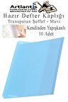 Hazır Defter Kaplığı Şeffaf Buzlu Mavi A4 10 Adet 1 Paket Cırtlı Ayarlanabilir Kendinde Yapışkanlı Kaplık Okul Sınıf