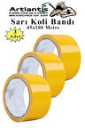 Sarı Koli Bantı 100 Metre 3 Adet 45mm x 100 Metre Renkli Koli Bandı Extra Güçlü Formül Akrilik Koli Bandı