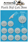Plastik Dişli Çark 10 Adet 1 Paket Dış Çapı 28 mm İç Çapı 2 mm Okul Deney Motor Çarkı Palstik Dişliler