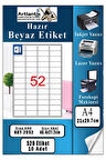 A4 Hazır Etiket 46.4x21.2 mm 10 Sayfa 1 Paket 52 li Kendinden Yapışkanlı Fotokopi Lazer İnkjet Kağıdı Yazıcılar İçin Uyumlu