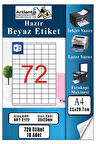 A4 Hazır Etiket 35x23 mm 10 Sayfa 1 Paket 72 li Kendinden Yapışkanlı Fotokopi Lazer İnkjet Kağıdı Yazıcılar İçin Uyumlu