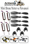 Drone Motoru VE Pervanesi 4 Adet Dc Mini Dron Motor Yüksek Hızlı Çekirdeksiz Pervane Kanatı Deney Okul Helikopter Uçak