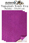 Pembe Yapışkanlı Simli Eva 35x50 cm 3 Adet Simli Yapışkanlı Eva Süngeri Okul Kreş Anasınıfı Elişi Etkinlikleri Hobi