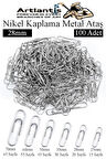 Metal Ataş No 3 28mm 100 lü 1 Paket Nikel Kaplama Metal Ataç Dayanıklı Paslanmaz 20 Sayfa Kapasiteli Ofis Okul Büro