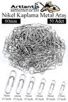 Büyük Metal Ataş No 6 60 mm 50 li 1 Paket Nikel Kaplama Metal Ataç Dayanıklı Paslanmaz 55 Sayfa Kapasite Jumbo Dev Ataş