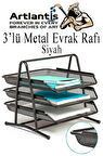 Metal Evrak Rafı 3 lü 1 Paket Masa Üstü A4 Dosya Düzenleyici Kağıt Tepsisi Metal Fileli Üç Katlı Hareketli Perfore