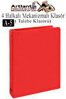 4 Halkalı Klasör 1 Adet A5 PVC Öğrenci ve Ofis Tipi Evrak Sunum Klasörü İç Cepli Otomatik Mekanizmalı Büro Okul Arşivle