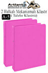 Pembe 2 Halkalı Klasör 2 Adet A5 PVC Öğrenci ve Ofis Tipi Evrak Sunum Talebe Büro Klasörü İç Cepli Otomatik Mekanizlı