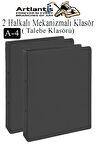 Siyah 2 Halkalı Klasör 2 Adet A4 PVC Öğrenci ve Ofis Tipi Evrak Sunum Talebe Büro Klasörü İç Cepli Otomatik Mekanizmalı