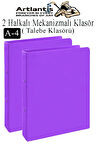 Mor 2 Halkalı Klasör 2 Adet A4 PVC Öğrenci ve Ofis Tipi Evrak Sunum Talebe Büro Klasörü İç Cepli Otomatik Mekanizmalı