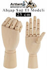Ahşap Sağ El Modeli 25 cm 1 Adet Sağ El Maketi Çoçuk Ahşap Manken Sağ El Parmak Model Hareketli Esnek Eskiz Çizim Boyama