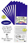 Telli Dosya Plastik A4 10 lu ve Poşet Dosya 50 li 1 Paket Ekonomik Kaliteli Şeffaf Kapak Telli Dosya Okul Büro Ofis