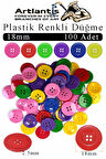 Renkli Düğme Plastik 1.8cm 100 lü 1 Paket 18 mm Plastik Renkli Düğme Dikiş Parlak Yuvarlak 4 Delikli Düğme Etkinlik Okul