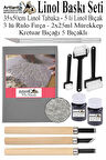 Linol Baskı Seti 1 Paket 35x50 cm Linolyum Tabaka Gri Linol Oyma Seti 3 Bıçaklı Kretuar Rulo Fırça Mürekkep Linol Baskı