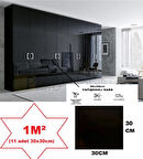 1m2 30x30 Cm (11 ADET) Kendinden Yapışkanlı Shıny Düz Siyah Parlak Duvar Ofis Mutfak Karosu Paneli 