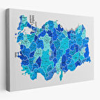 Harita Sepeti Türkiye Haritası Kanvas Tablo İl ve İlçeli Ayrıntılı Eğitici Dekoratif Tablo 3030