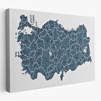Harita Sepeti Türkiye Haritası Kanvas Tablo İl ve İlçeli Ayrıntılı Eğitici Dekoratif Tablo 3037