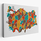 Harita Sepeti Türkiye Haritası Kanvas Tablo İl ve İlçeli Ayrıntılı Eğitici Dekoratif Tablo 3038