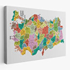 Harita Sepeti Türkiye Haritası Kanvas Tablo İl ve İlçeli Ayrıntılı Eğitici Dekoratif Tablo 3040