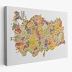 Harita Sepeti Türkiye Haritası Kanvas Tablo İl ve İlçeli Ayrıntılı Eğitici Dekoratif Tablo 3042