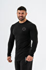 Gymwolves Erkek Spor Body | Erkek Uzun Kollu Spor T-Shirt | Siyah |