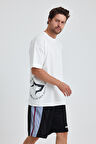 Gymwolves Erkek Over Size Spor T-Shirt | Kurt  Baskılı | Workout T-Shirt | Tişört  | Beyaz |