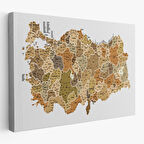 Harita Sepeti Türkiye Haritası Kanvas Tablo İl ve İlçeli Ayrıntılı Eğitici Dekoratif Tablo 3048
