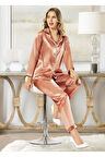 Kadın Patlı Saten Düğme Detaylı Pijama Takımı LL.N1.I0.LA.004