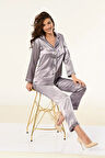 Kadın Patlı Saten Düğme Detaylı Pijama Takımı LL.N1.I0.LA.004