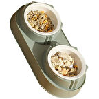 Büro Ev Evcil Hayvanı için Çift Bölmei Kedi Köpek Mama Su Kabı