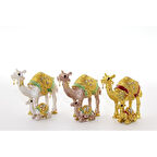 Büro Ev Ofis Dekoru için Lüks Yavrulu Deve Figürü