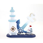 Büro Ev Ofis Dekoru için Ahşap Marina Çapalı Deniz Feneri Objesi