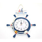 Büro Ev Ofis Dekoru için Ahşap Yapım Gemici Dümenli Masa Saati