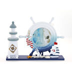 Büro Ev Ofis Dekoru için Ahşap Denizci Feneri Dümenli Çerceve