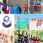 Büro Ev Ofis Tedariği için Çamaşır İpli 12ADET Klipsli Lastikli Mandal Seti