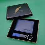 Büro Ev Ofis Hediyesi için Mavi Anahtarlıklı Cüzdan Seti