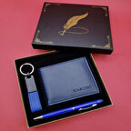 Büro Ev Ofis Hediyesi için Mavi Cüzdan Anahtarlık Kalem Seti