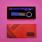 Büro Ev Ofis Hediyesi için 2PARÇA Mavi Anahtarlık Kalem Seti