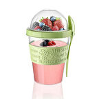 Büro Ev Ofis Mutfağı için 2BÖLME Kaşıklı Meyve Hazneli Taşınır Yoğurt Kabı