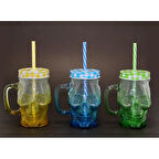 Büro Ev Ofis Hediyesi için Tekli Pipetli Cam Kurukafa Kupa Bardak