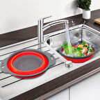 Büro Ev Ofis Mutfağı için Silikon Hazneli Süzücü Katlanabilir Mutfak Süzgeci