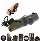 Büro Ev Ofis Kamp Keyfi için 7 Fonksiyon Pusulalı Termometreli Düdük Avcı İzci Düdüğü