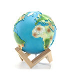 Büro Ev Ofis Hediyesi için 15CM Dünya Küre Model Ahşap Standlı Işıklı Küre