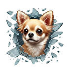 Büro Ev Ofis Arabası için 10x10CM Tekli Araç Dışı Chiuahua Oto Cam Stickerı