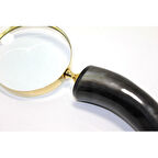 Büro Ev Ofis Hediyesi için Eğri Boynuz Saplı Büyüteç Pirinç Prestij El Büyüteci